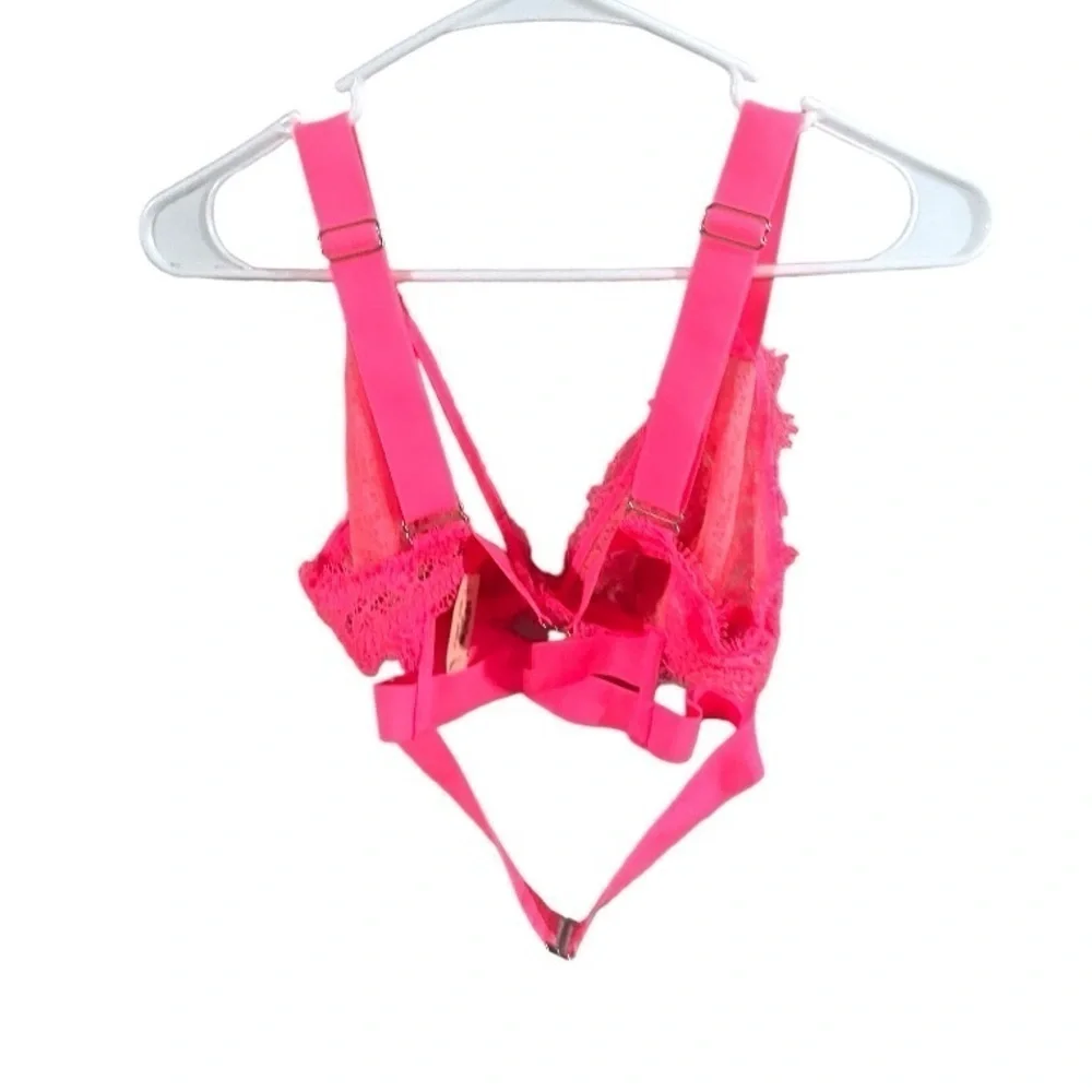 NWT Hot Pink Victoria's Secret Triangle Strappy Bra Size L